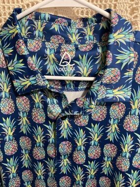 Deolax colorful pineapple print golf polo shirt XL